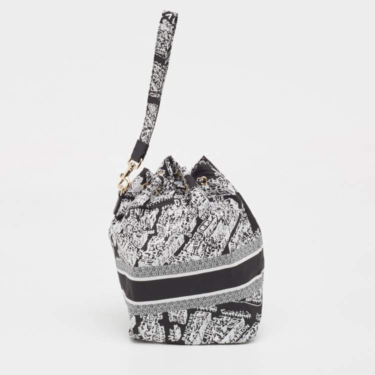 Pre Owned Dior Black/White Plan De Paris Nylon Diortravel Pouch