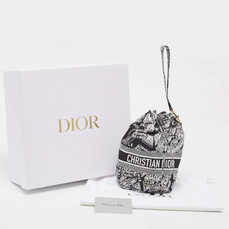 Pre Owned Dior Black/White Plan De Paris Nylon Diortravel Pouch