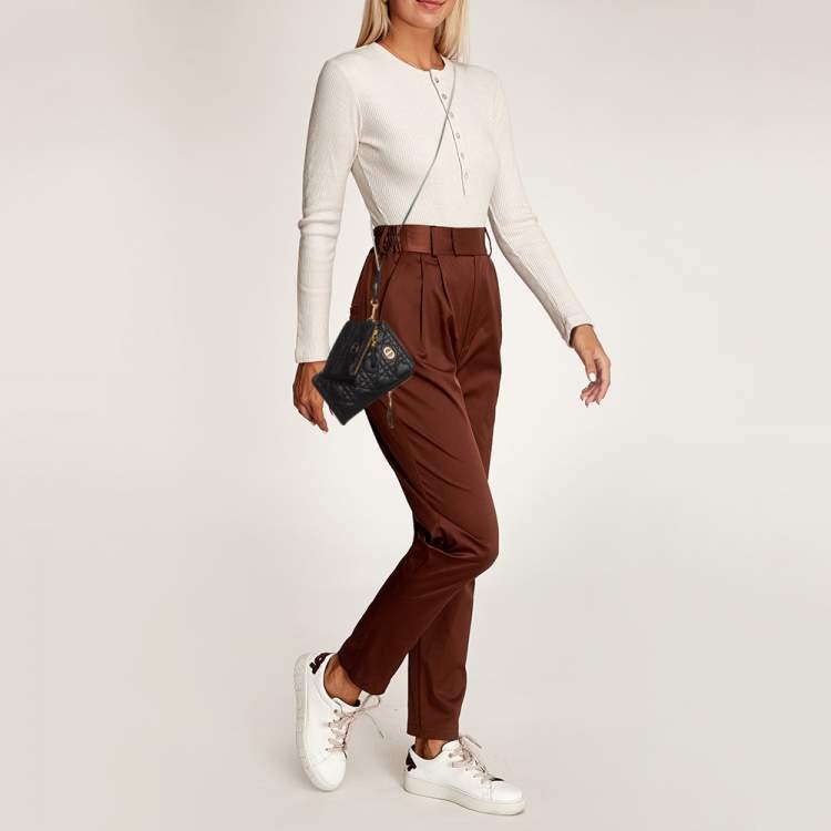 Pre Owned Dior Black Cannage Leather Caro Multifunctional Pouch