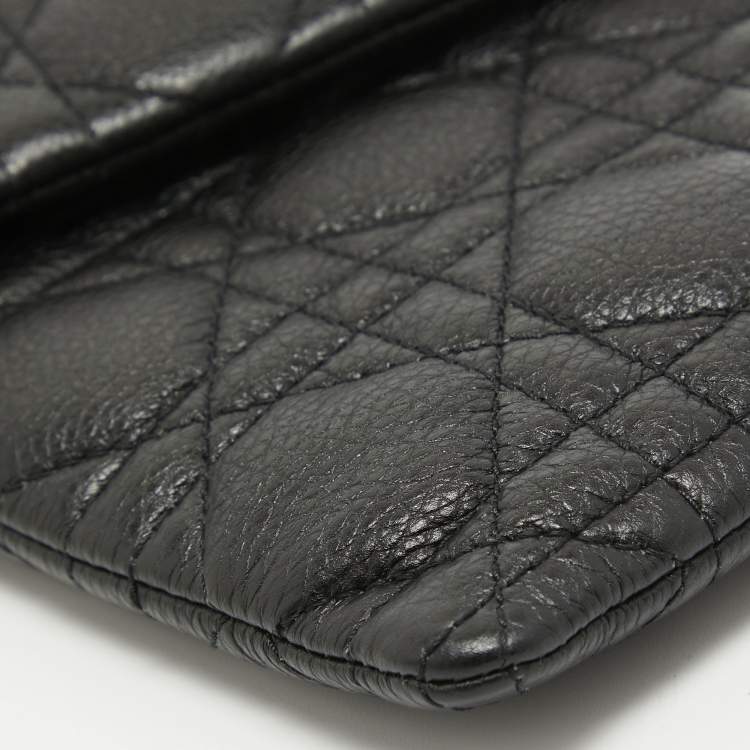 Pre Owned Dior Black Cannage Leather Caro Multifunctional Pouch