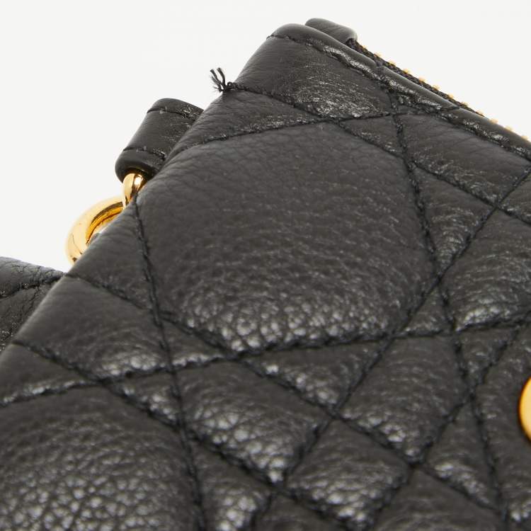 Pre Owned Dior Black Cannage Leather Caro Multifunctional Pouch