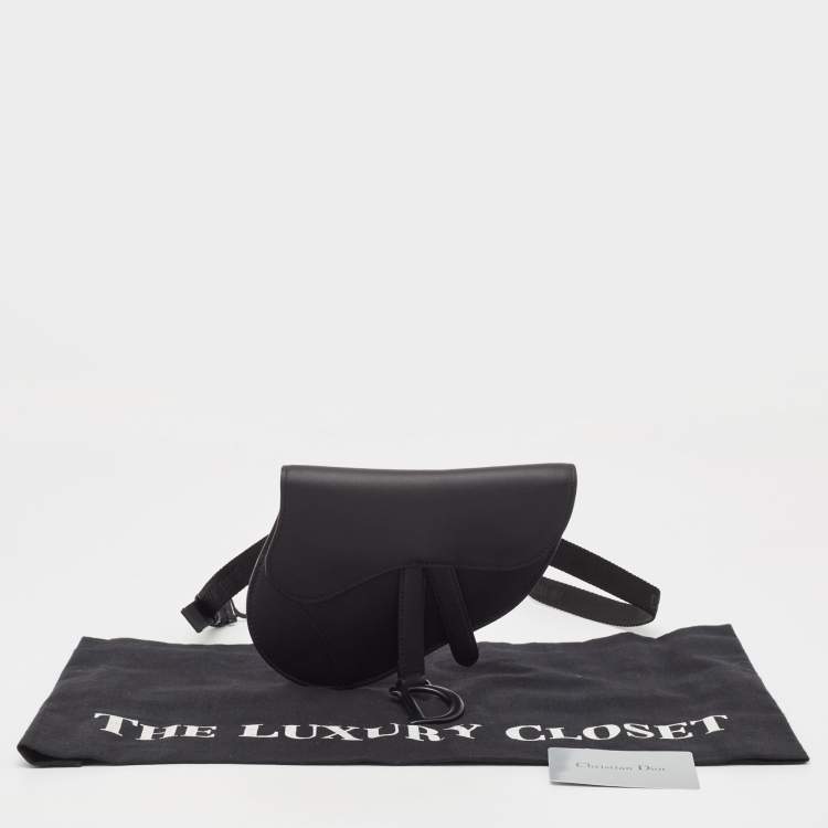 Pre Owned Dior Black Leather Saddle Belt Bag