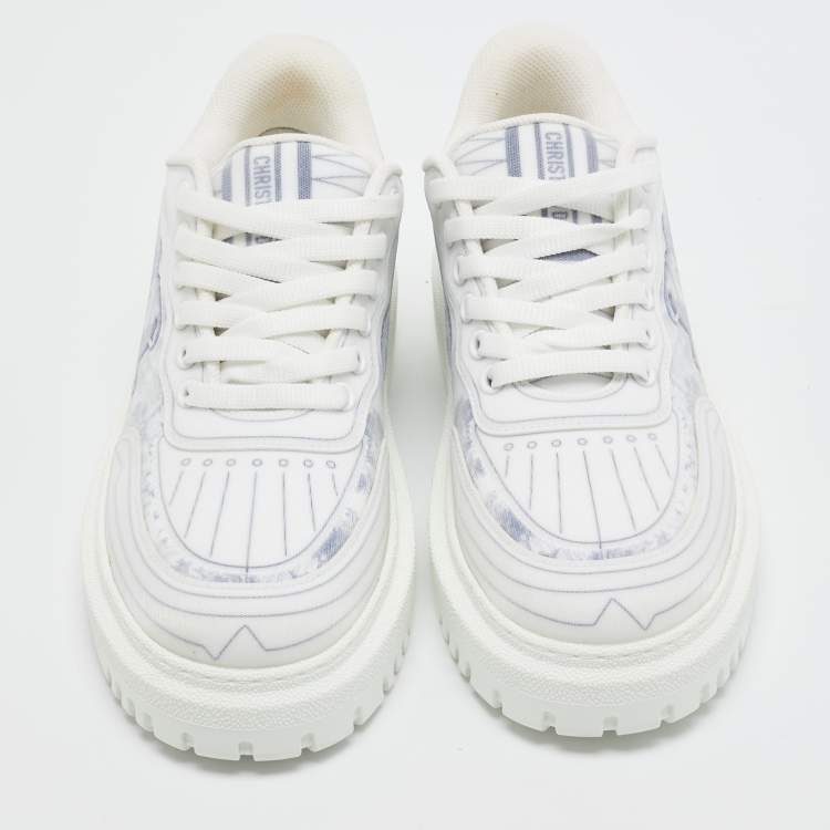 Pre Owned Dior Blue/White Canvas and Mesh Dior Addict  Sneakers Size 38