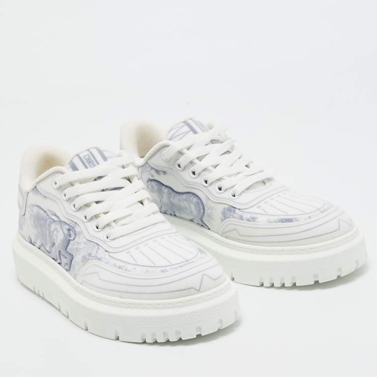 Pre Owned Dior Blue/White Canvas and Mesh Dior Addict  Sneakers Size 38