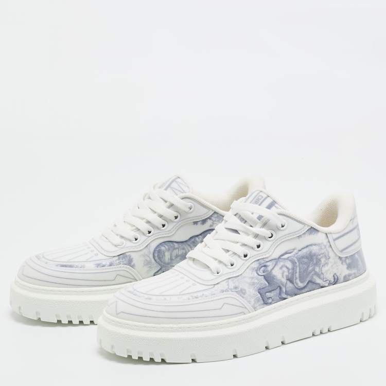 Pre Owned Dior Blue/White Canvas and Mesh Dior Addict  Sneakers Size 38