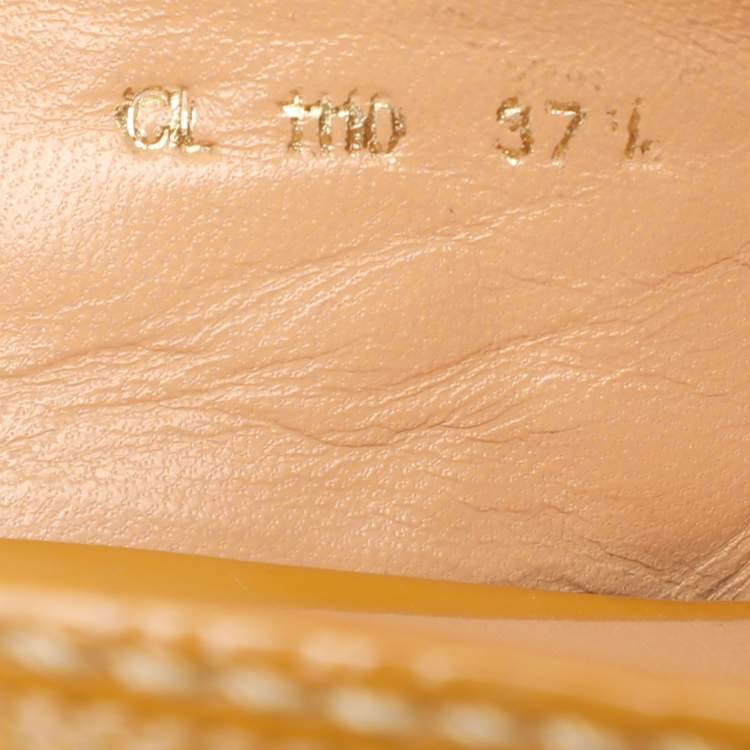 Pre Owned Dior Beige Cannage Patent Leather Bow Wedge Espadrille Platform Sandals Size 37.5
