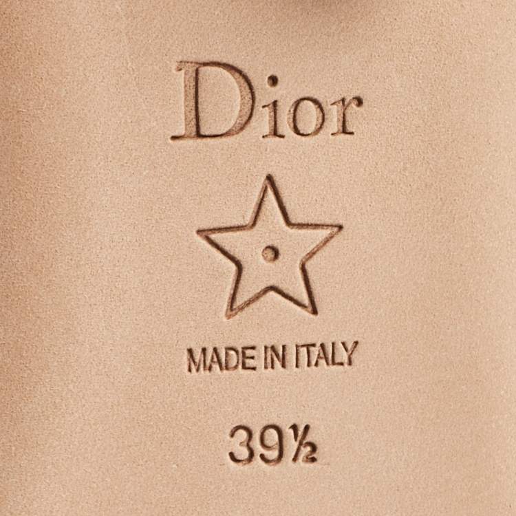 Pre Owned Dior Red/White Embroidered Canvas Dway Flat Slides Size 39.5