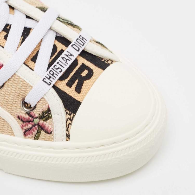 Pre Owned Dior Multicolor Embroidered Straw Walk'n'Dior Sneakers Size 38