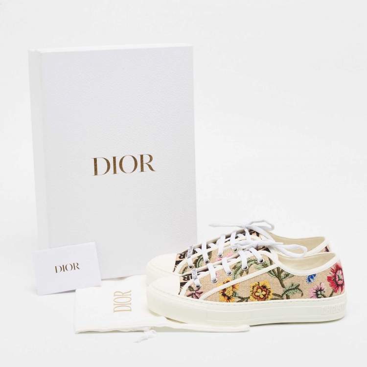 Pre Owned Dior Multicolor Embroidered Straw Walk'n'Dior Sneakers Size 38