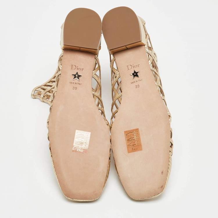 Pre Owned Dior Gold Leather Oracle Ankle Length Boots Size 39