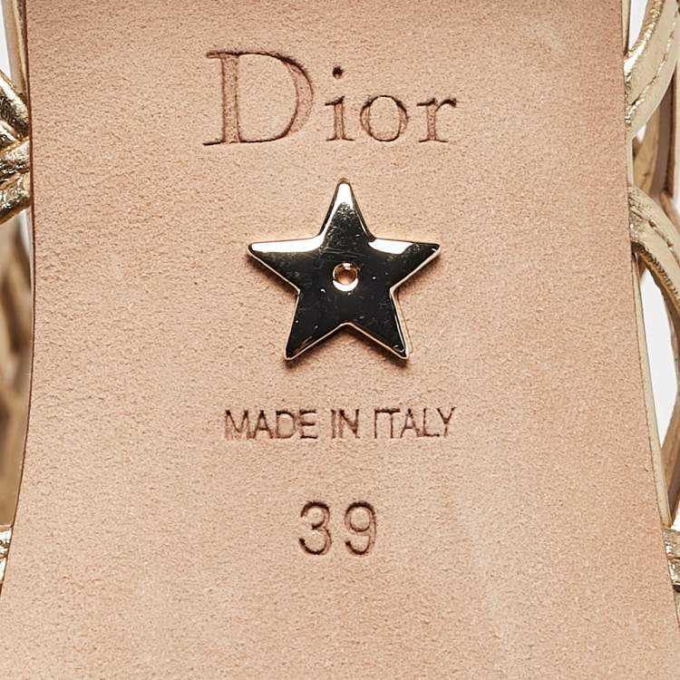 Pre Owned Dior Gold Leather Oracle Ankle Length Boots Size 39