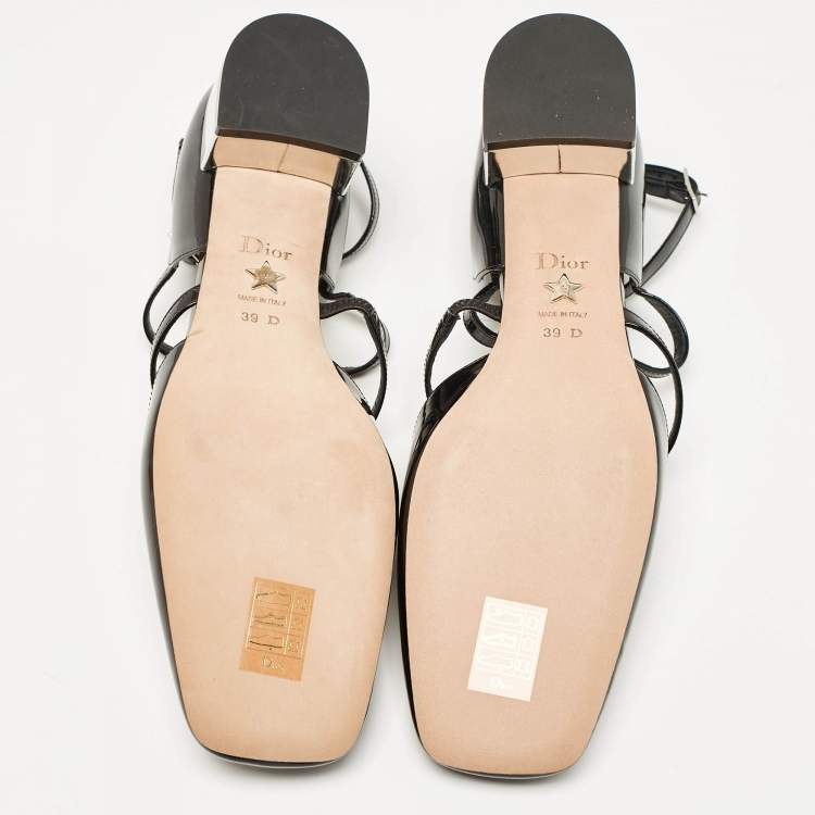 Pre Owned Dior Black Patent Leather La Parisienne Caged Pumps Size 39