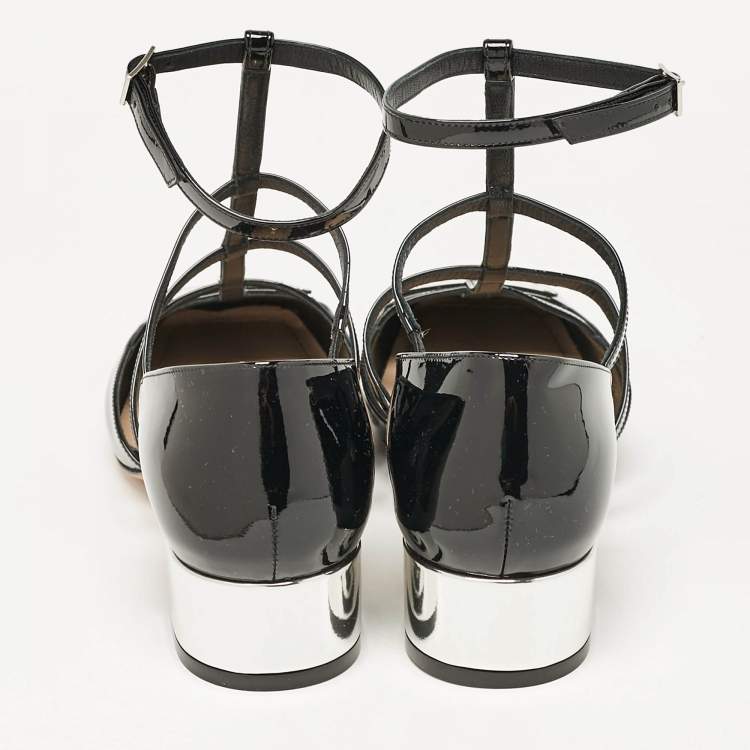 Pre Owned Dior Black Patent Leather La Parisienne Caged Pumps Size 39