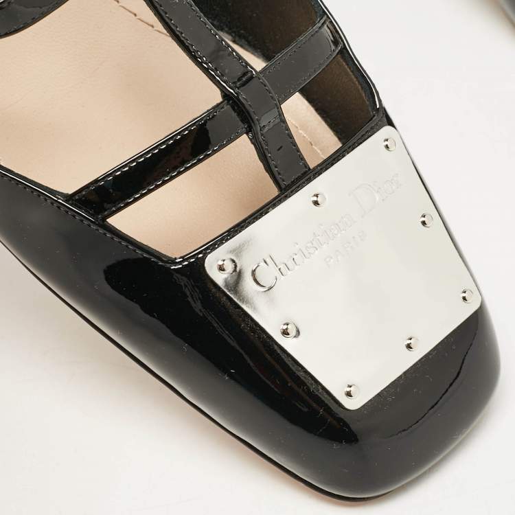 Pre Owned Dior Black Patent Leather La Parisienne Caged Pumps Size 39