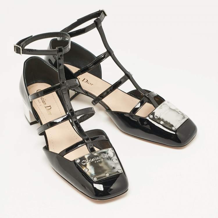 Pre Owned Dior Black Patent Leather La Parisienne Caged Pumps Size 39