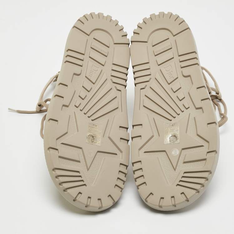 Pre Owned Dior Grey Leather Abbesse Flat Sandals Size 39