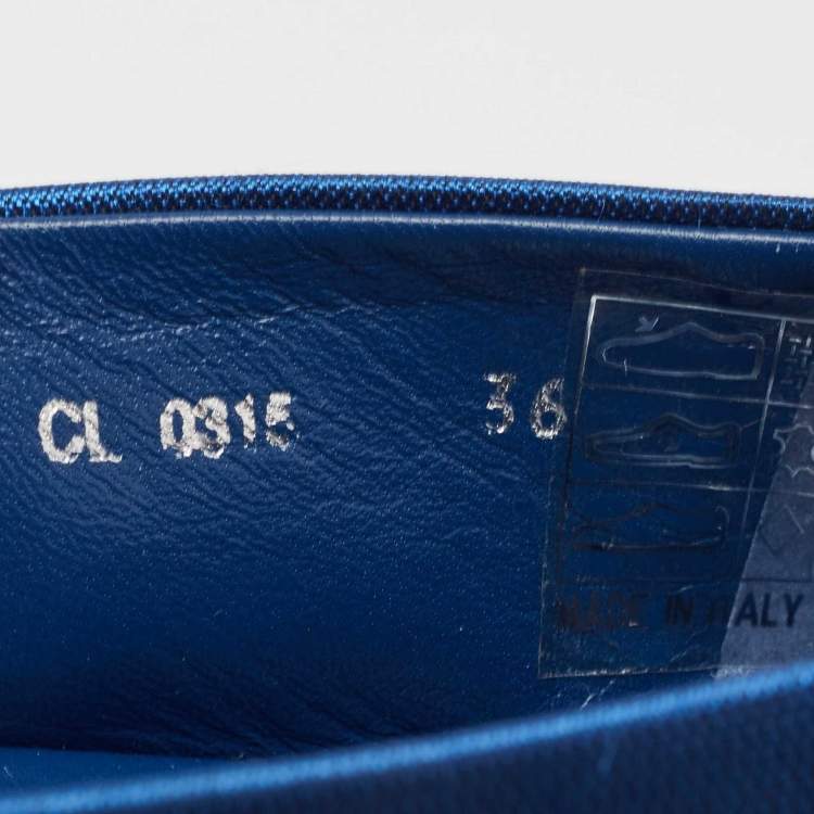 Pre Owned Dior Blue Canvas Embellished Espadrille Flats Size 36