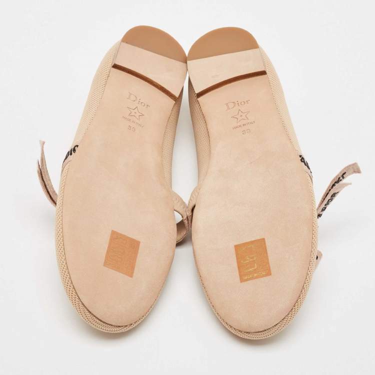 Pre Owned Christian Dior Beige Mesh J'Adior Ballet Flats Size 39