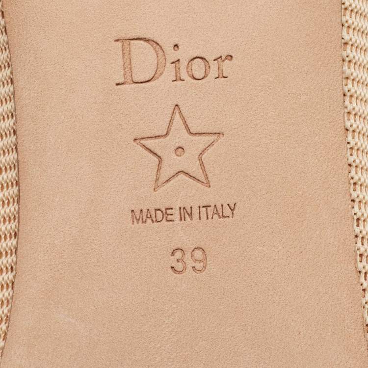 Pre Owned Christian Dior Beige Mesh J'Adior Ballet Flats Size 39