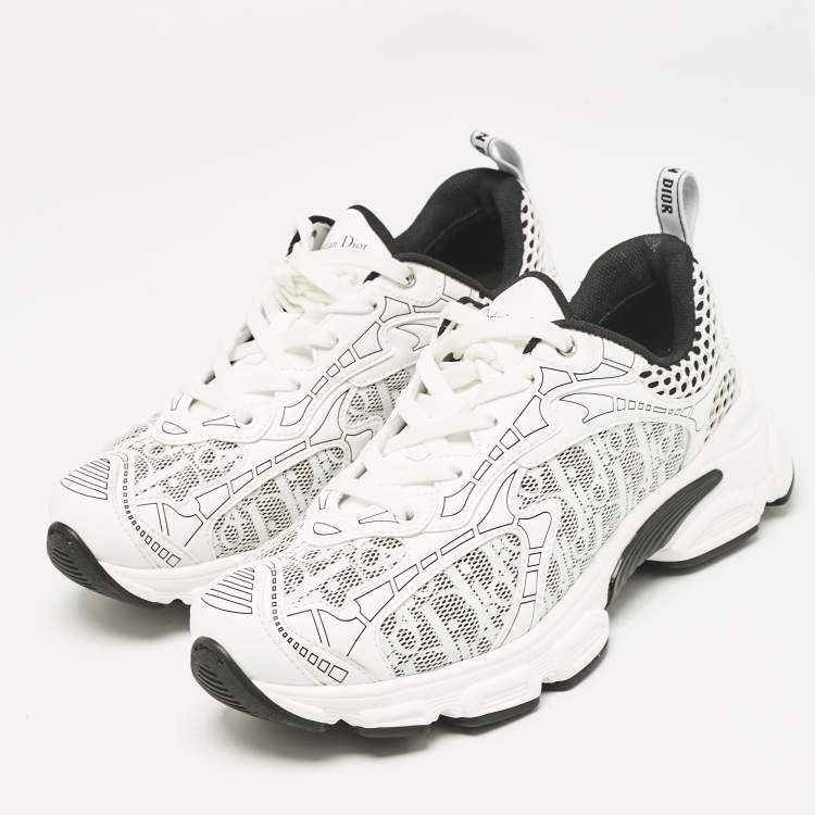 Pre Owned Dior White Oblique Mesh and Leather Dior Vibe Sneakers Size 39