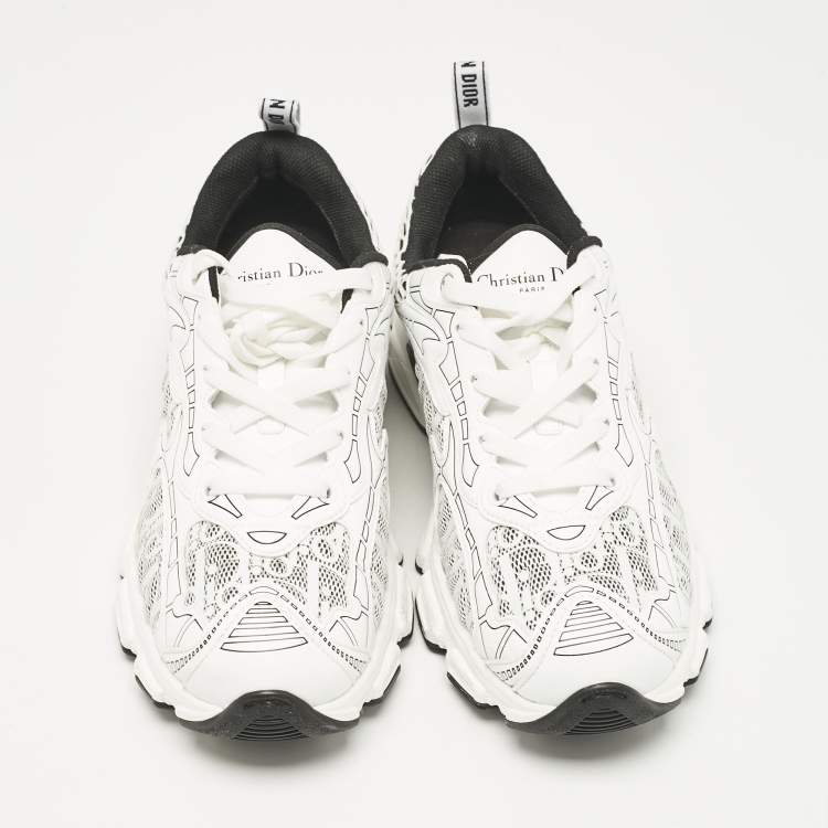 Pre Owned Dior White Oblique Mesh and Leather Dior Vibe Sneakers Size 39