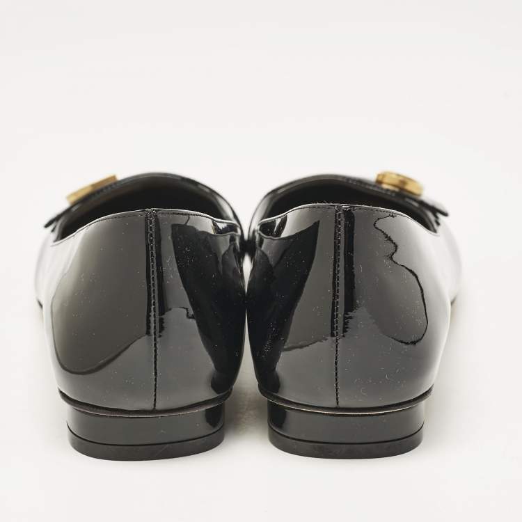 Pre Owned Dior Black Patent Leather C'est Ballet Flats Size 39