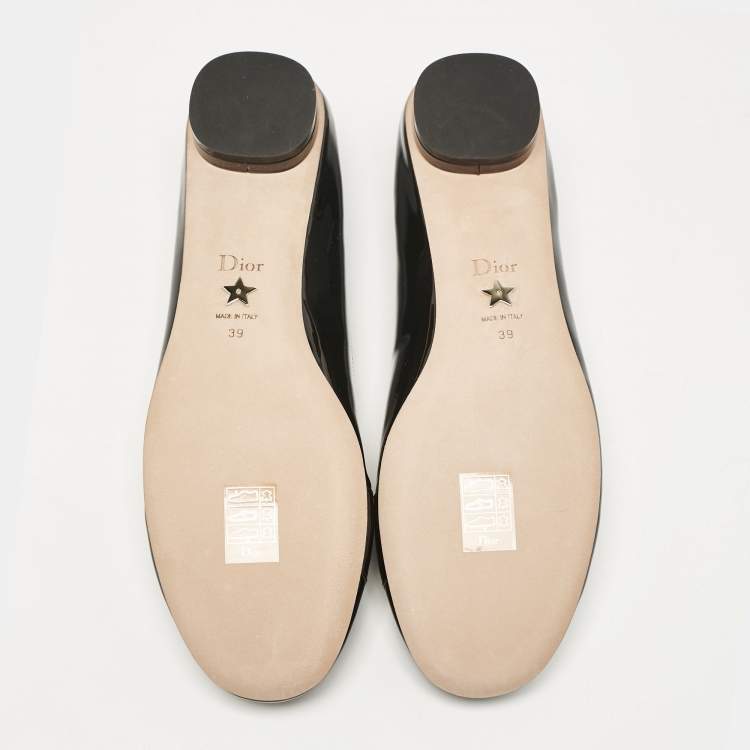 Pre Owned Dior Black Patent Leather C'est Ballet Flats Size 39