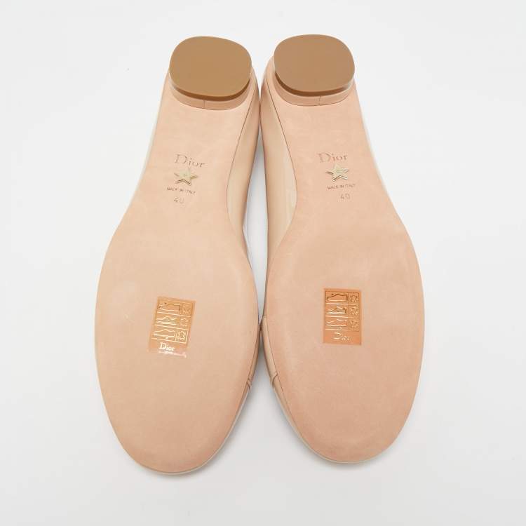 Pre Owned Dior Beige Patent Leather C'est Ballet Flats Size 40