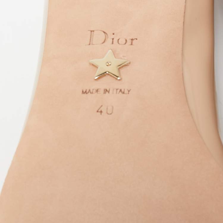 Pre Owned Dior Beige Patent Leather C'est Ballet Flats Size 40