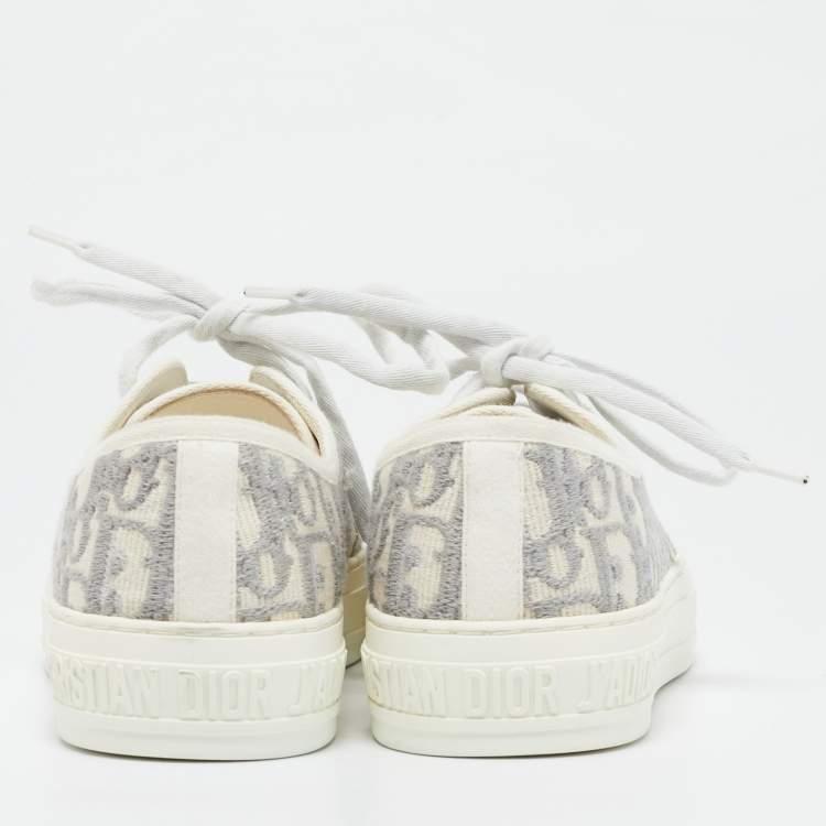 Pre Owned Dior White/Grey Canvas Walk'n'Dior Low Top Sneakers Size 37.5