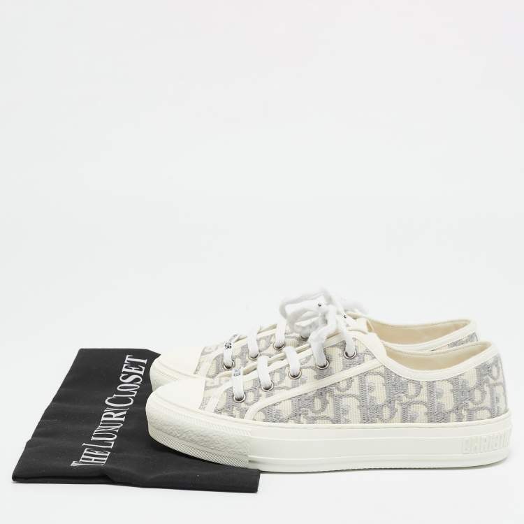 Pre Owned Dior White/Grey Canvas Walk'n'Dior Low Top Sneakers Size 37.5