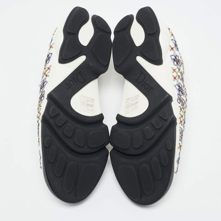 Pre Owned Dior White Perforated Leather Floral Applique Fusion Sneakers Size 40