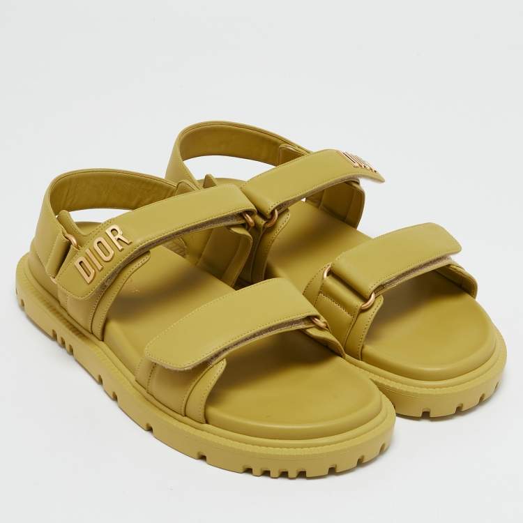 Pre Owned Dior Yellow Leather DiorAct Flat Sandals Size 39