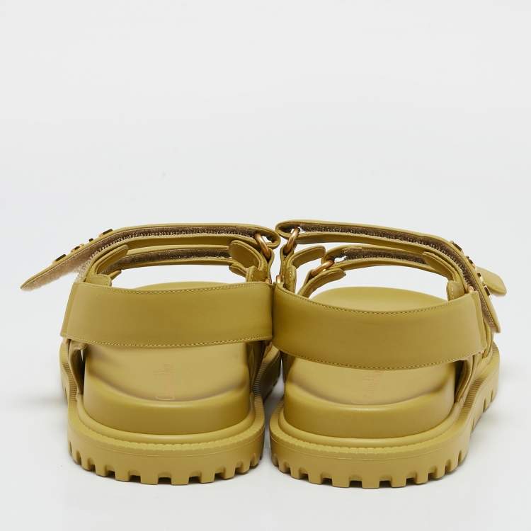 Pre Owned Dior Yellow Leather DiorAct Flat Sandals Size 39
