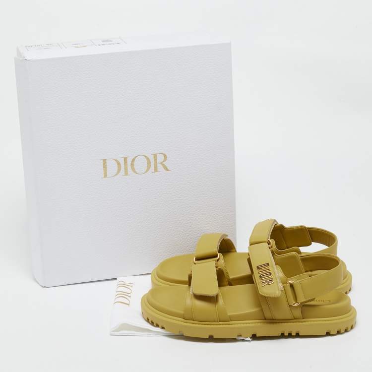 Pre Owned Dior Yellow Leather DiorAct Flat Sandals Size 39