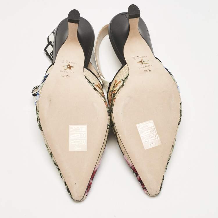 Pre Owned Dior Multicolor Floral Jacquard J'Adior Slingback Pumps Size 36.5