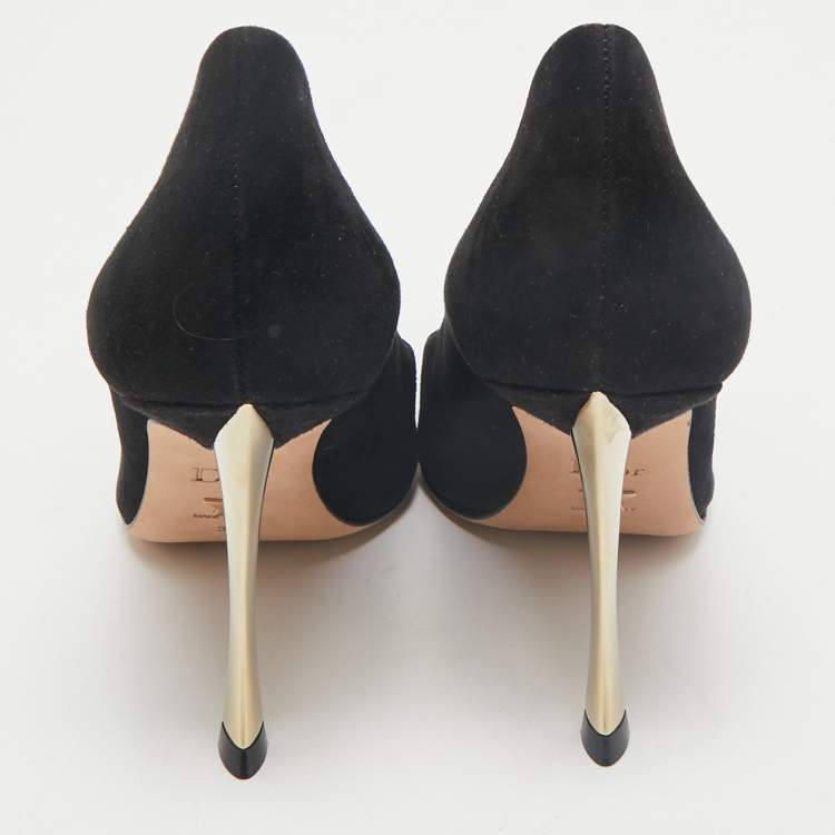 Pre Owned Dior Black Suede D-Fame Pumps Size 39