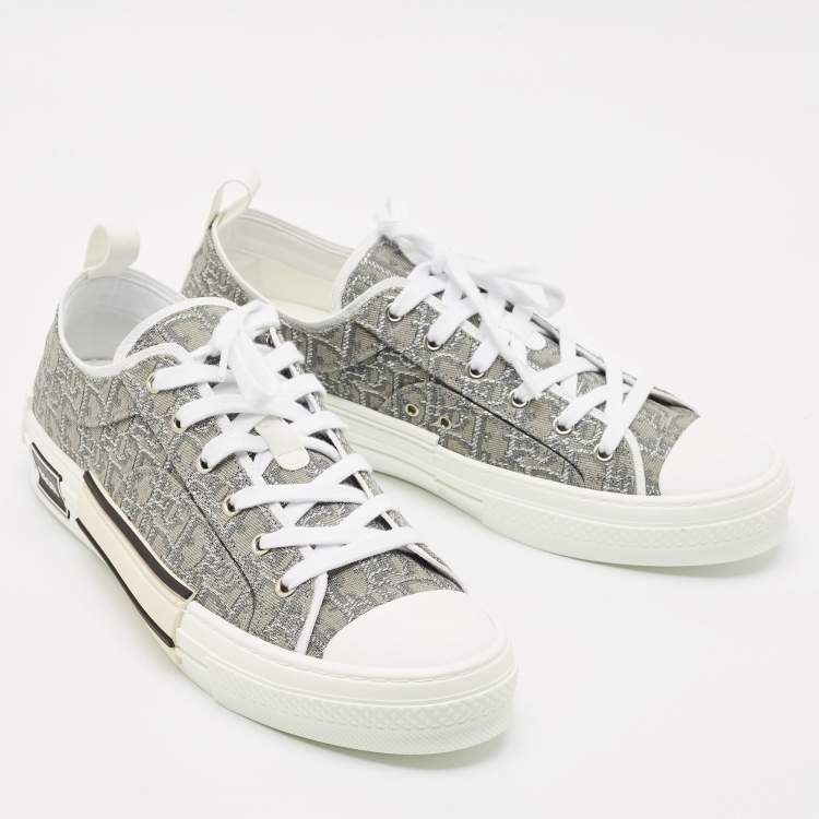 Pre Owned Dior Grey Oblique Canvas B23 Low Top Sneakers Size 45