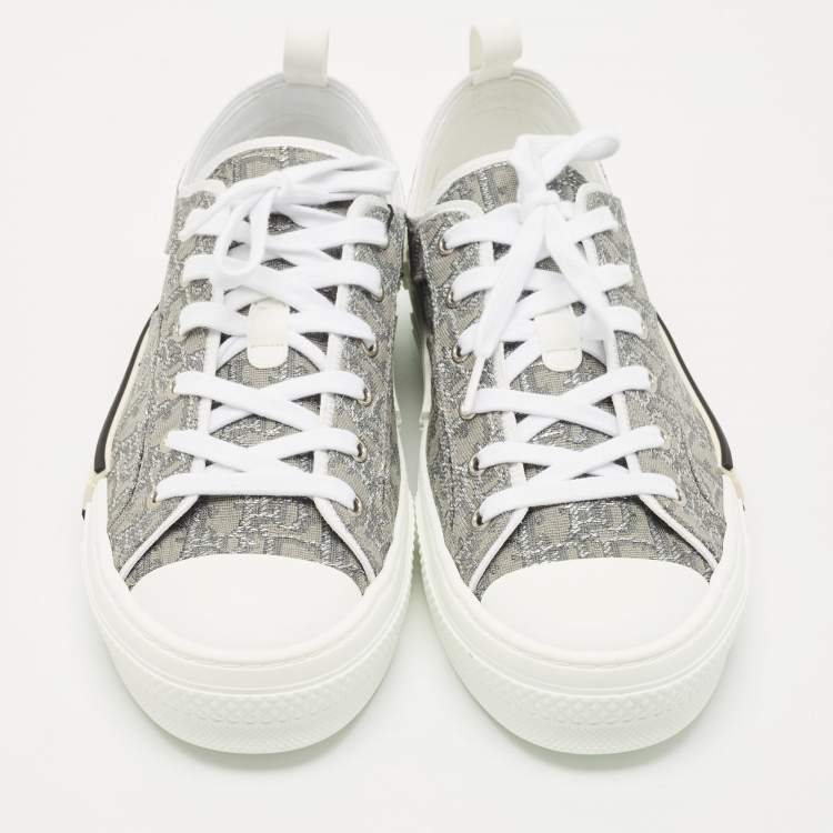 Pre Owned Dior Grey Oblique Canvas B23 Low Top Sneakers Size 45