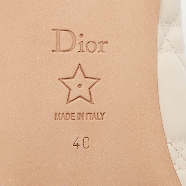 Pre Owned Dior Light Peach Cannage Leather Mary Jane Ballet Flats Size 40
