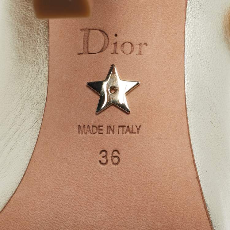 Pre Owned Dior Gold Leather Capture Heel Mules Size 36