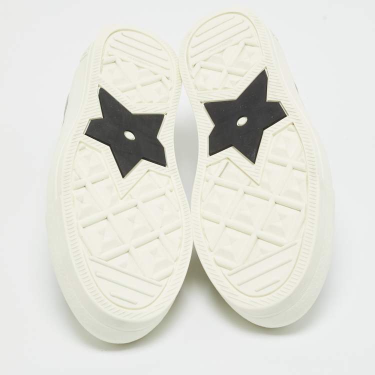 Pre Owned Dior Cream/Grey Canvas Walk'n'Dior Lace Up Sneakers Size 38