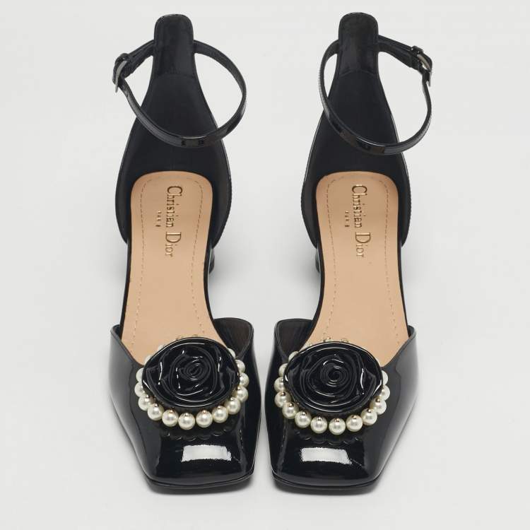 Pre Owned Dior Black Patent Leather Dior Rose Pumps Size 37