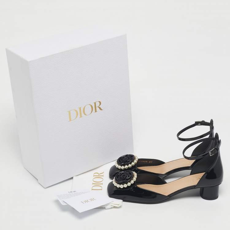 Pre Owned Dior Black Patent Leather Dior Rose Pumps Size 37