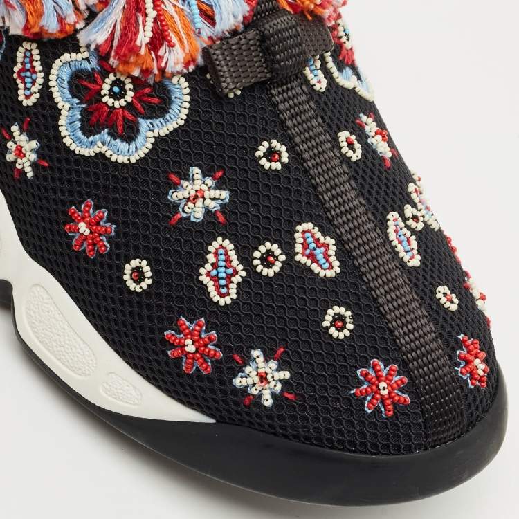 Pre Owned Dior Black Mesh Embellished Fusion Sneakers Size 38
