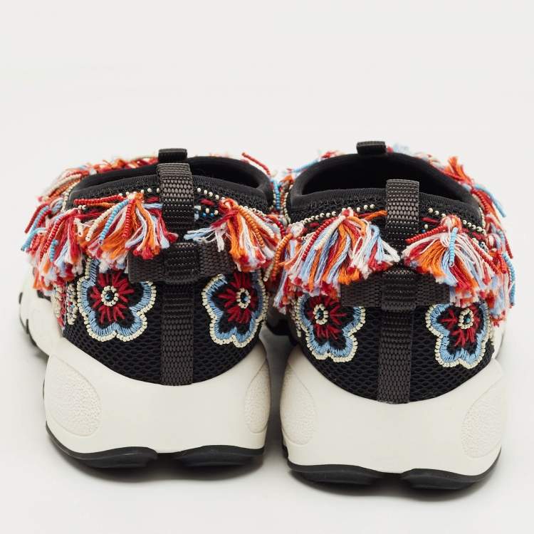 Pre Owned Dior Black Mesh Embellished Fusion Sneakers Size 38