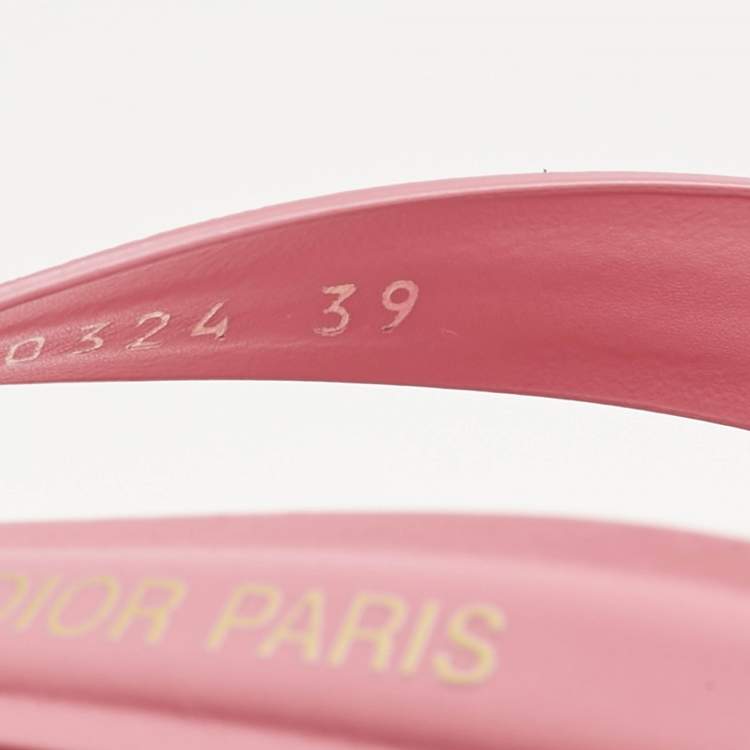 Pre Owned Dior Pink Rubber Diorsea Thong Flat Slide Size 39