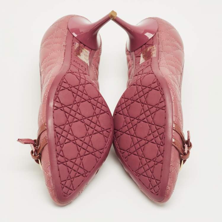 Pre Owned Dior Pink Cannage Leather and Patent Leather Pumps Size 36