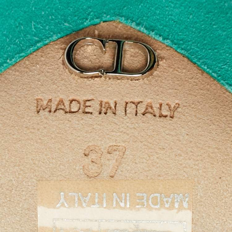 Pre Owned Dior Green Suede Ankle Strap Slingback Sandals Size 37