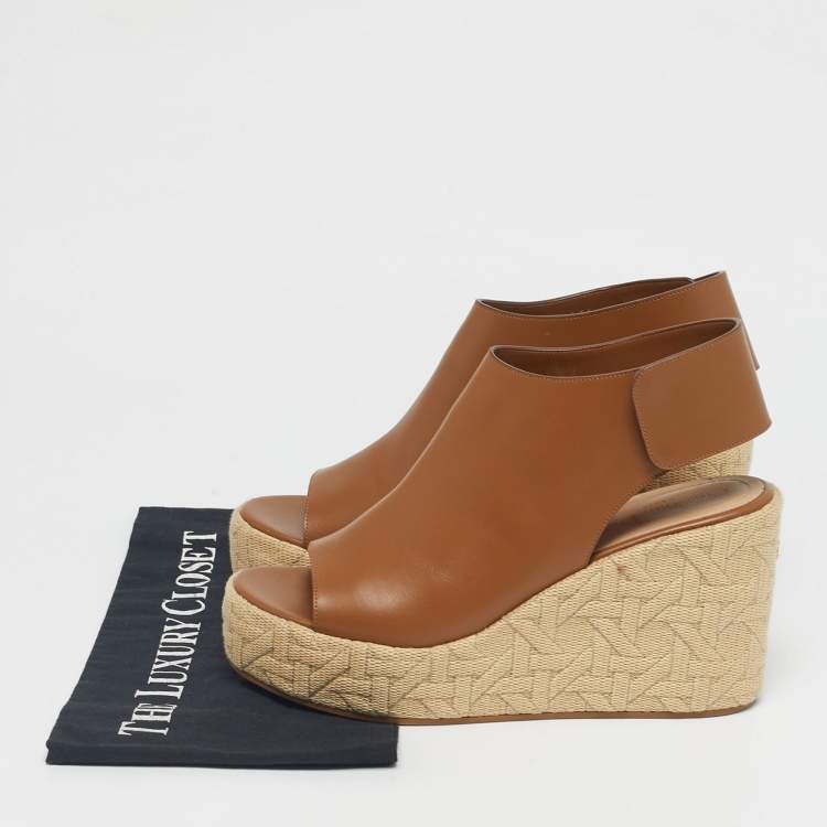 Pre Owned Dior Brown Leather Attitude Wedge Sandals Size 39